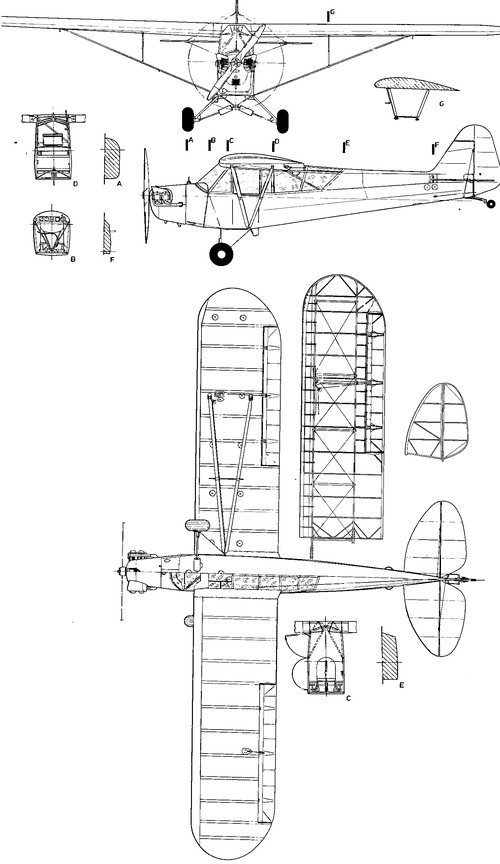 Piper L-4J Grasshopper Blueprint
