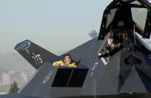 49th Aircraft Maintenance Squadron crew chiefs prepare an F-117 Nighthawk stealth fighter to launch during a Red Flag exercise, Nellis Air Force Base, NV. (U.S. Air Force photo/Tech. Sgt. Kevin J. Gruenwald)