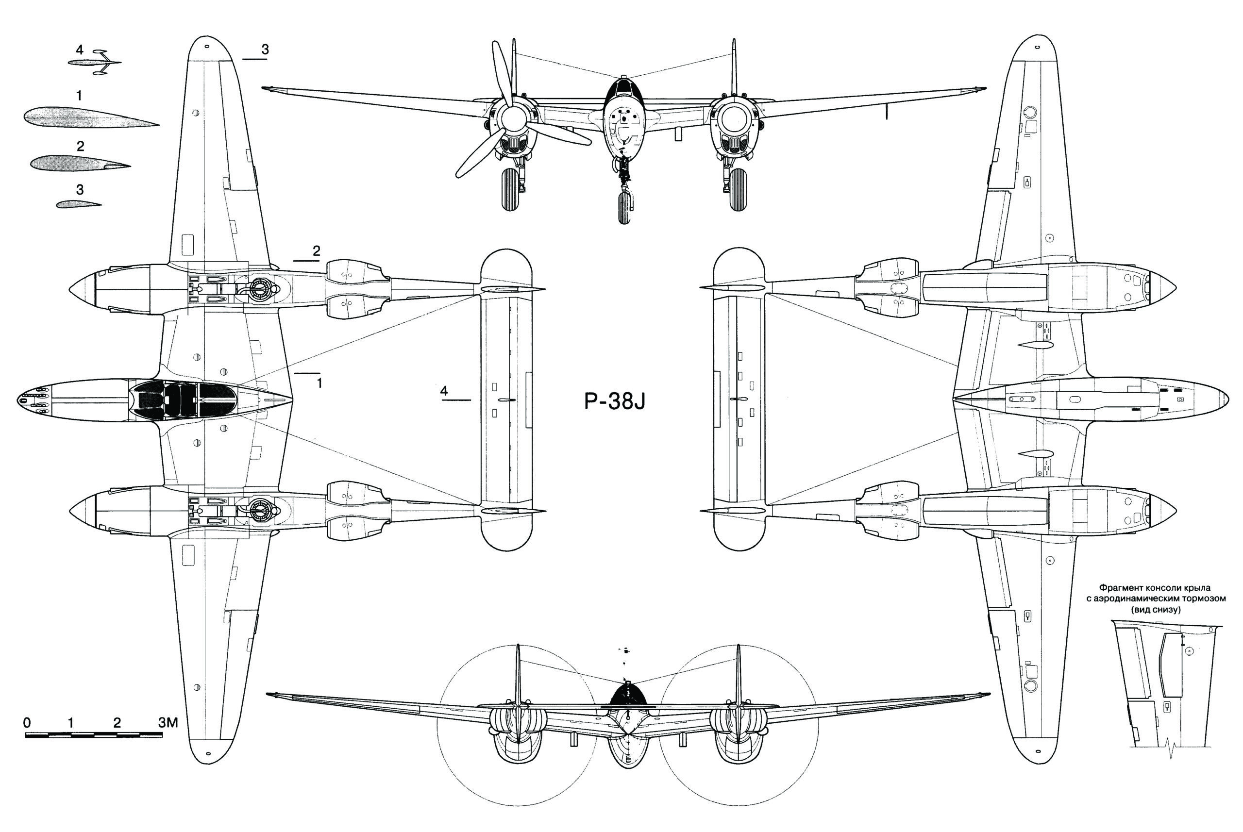 Lockheed P-38J-10-LO Lightning Blueprint