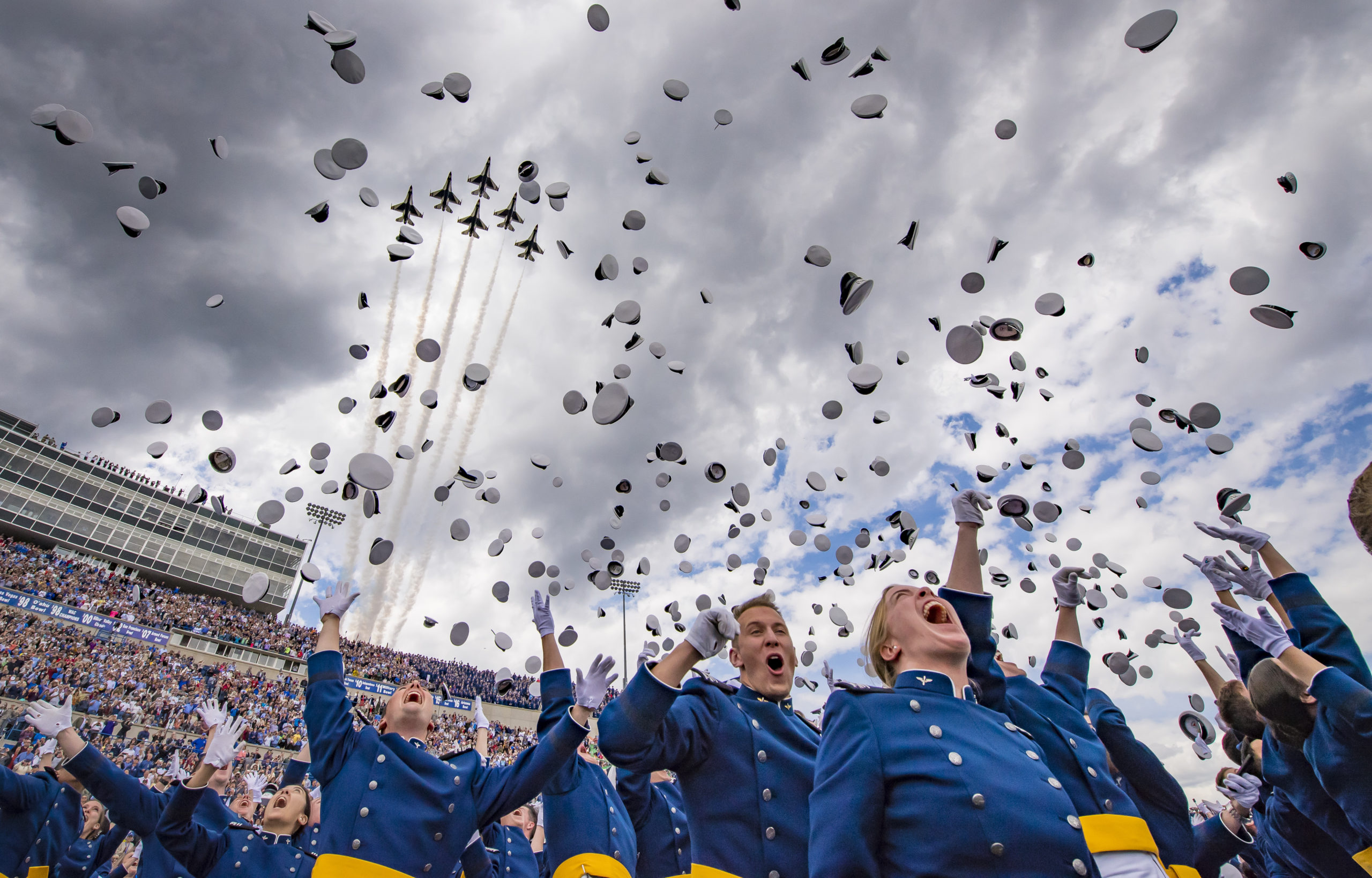 USAF Thunderbirds perform flyover at Air Force Academy graduation