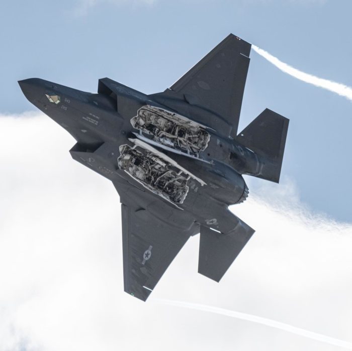 Maj. Kristin "Beo" Wolfe performs Weapons Bay Door Pass in F-35