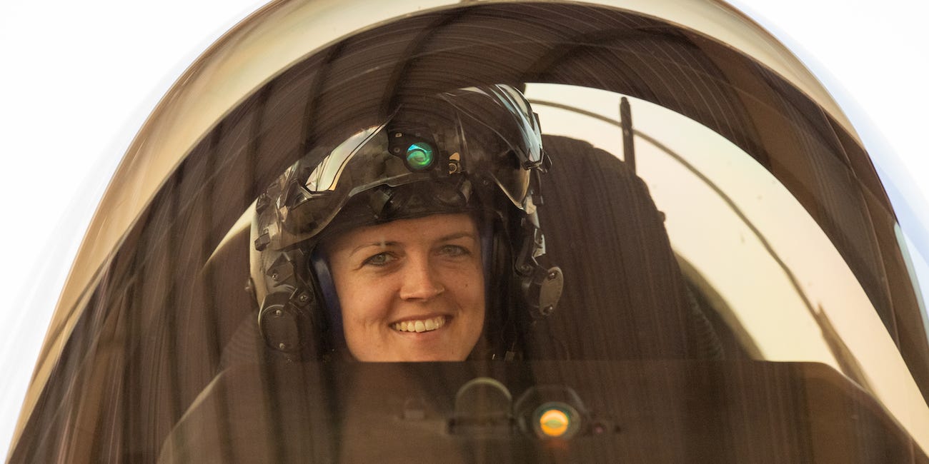 Maj. Kristin "Beo" Wolfe in F-35 Lightning cockpit