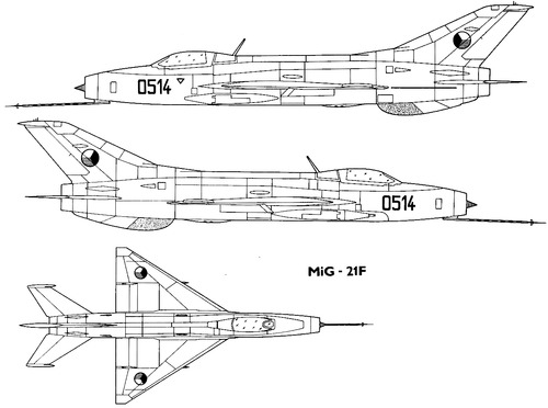 Mikoyan-Guryevich MiG-21F Fishbed-C Blueprint